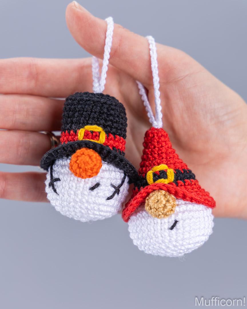 Crochet Patterns Bundle: Christmas Ornaments Santa, Christmas Tree and Snowman