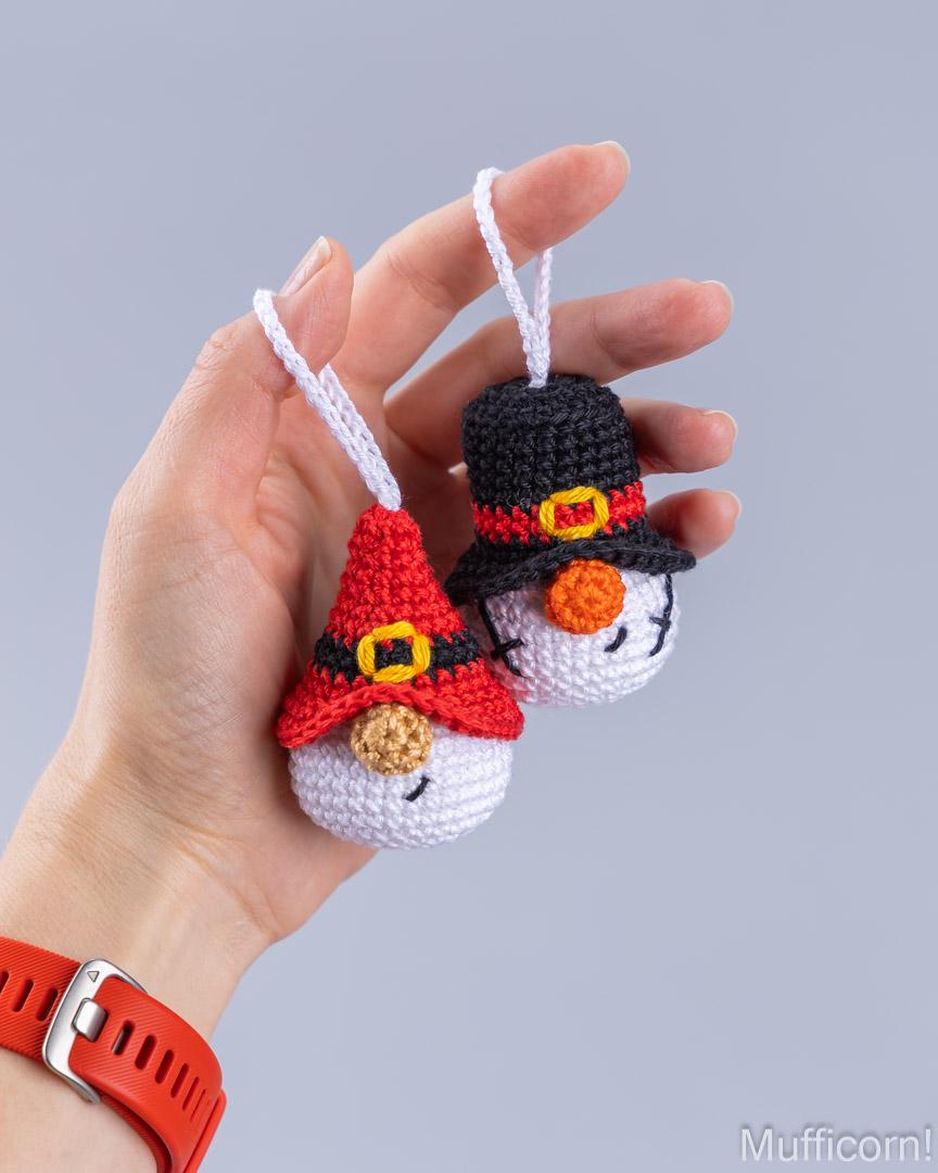 Crochet Patterns Bundle: Christmas Ornaments Santa, Christmas Tree and Snowman