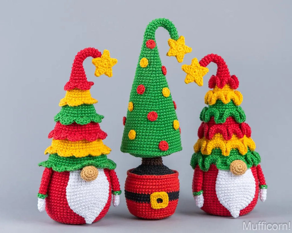 Crochet Patterns Bundle: Chtistmas Tree Gnomes with Christmas Tree