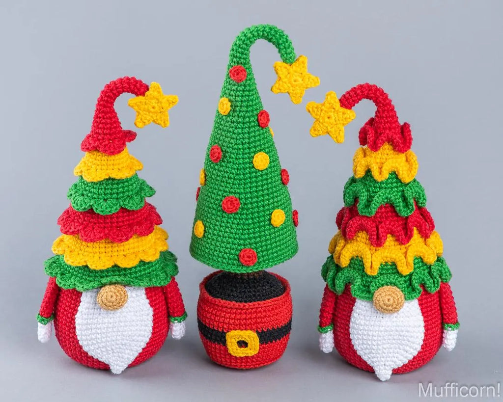 Crochet Patterns Bundle: Chtistmas Tree Gnomes with Christmas Tree