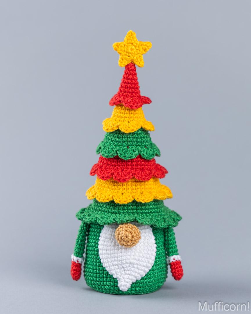 Christmas Tree Gnome Candy Keeper with Ruffled Hat