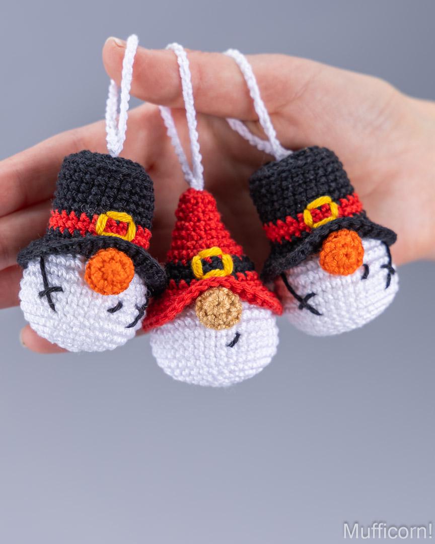 Crochet Patterns Bundle: Christmas Ornaments Santa, Christmas Tree and Snowman