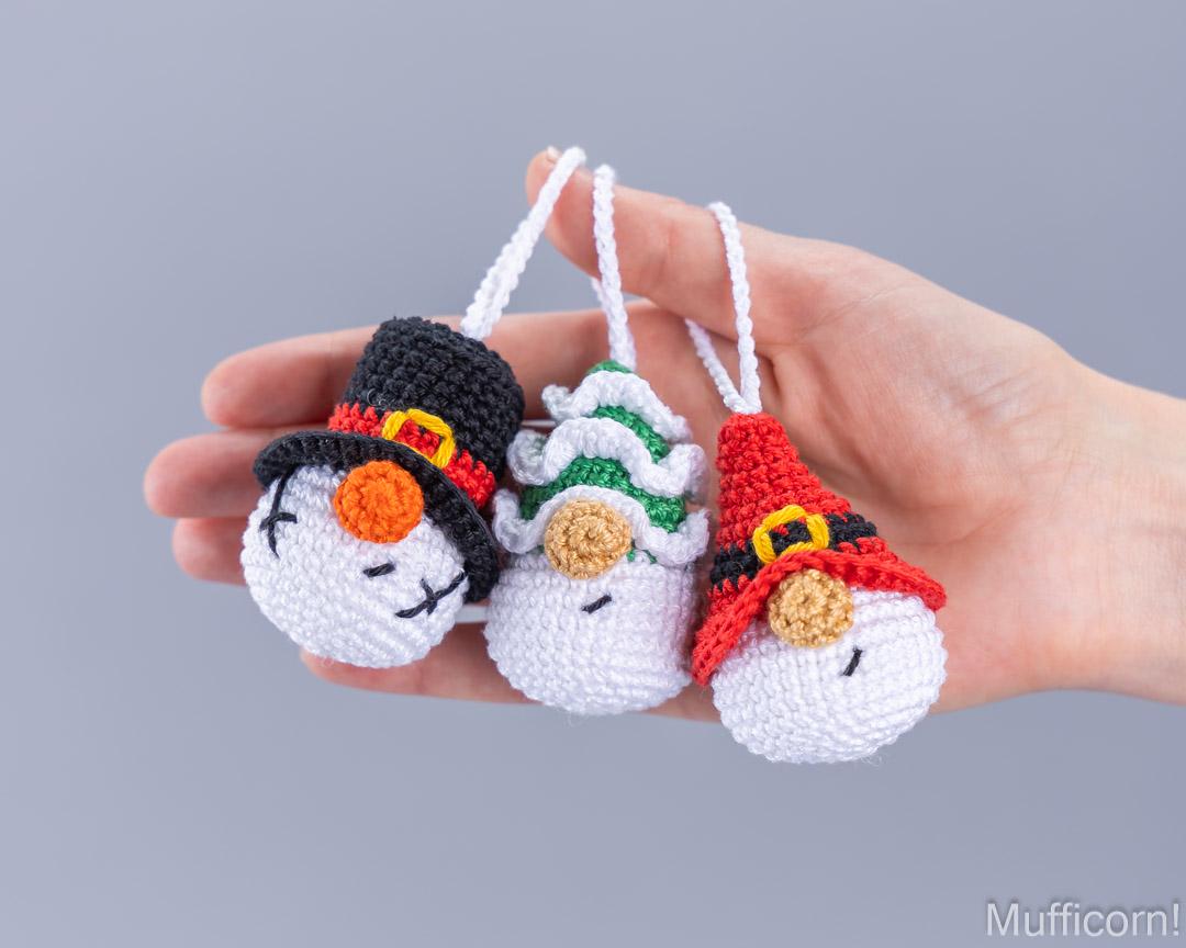 Crochet Patterns Bundle: Christmas Ornaments Santa, Christmas Tree and Snowman