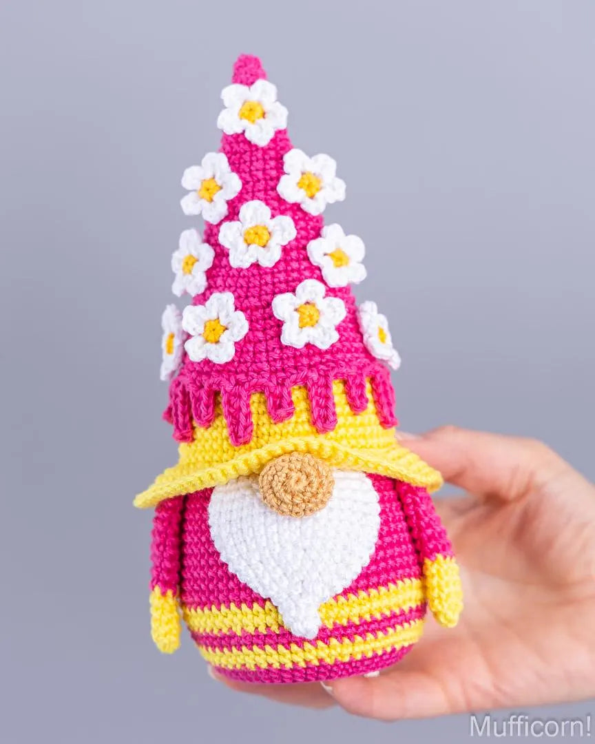 Birthday Gnome with Flowers and Cake
