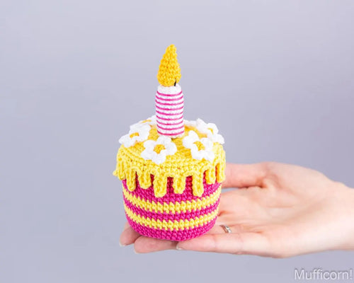 Birthday Gnome with Flowers and Cake
