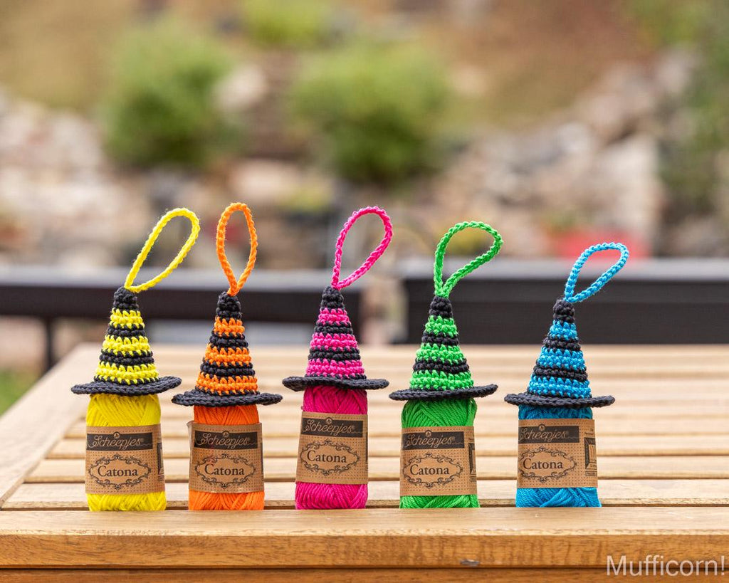 Stripy Witch Hat Keychains