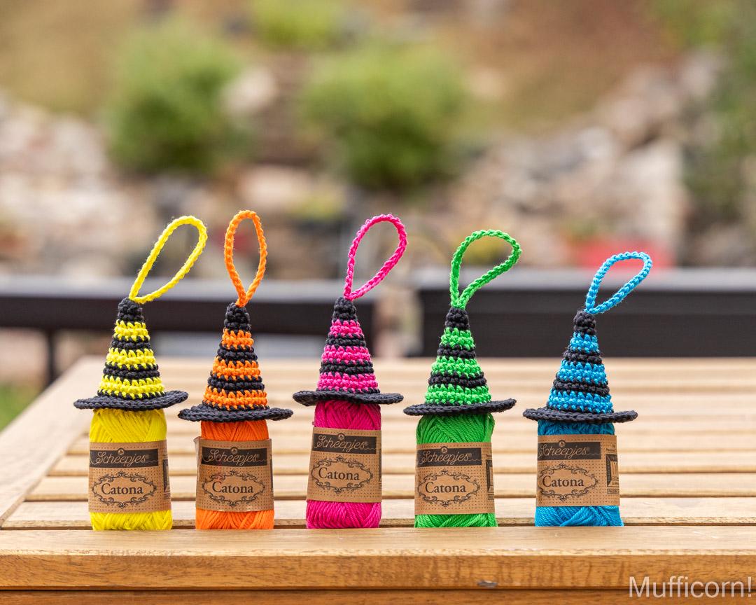 Stripy Witch Hat Keychains