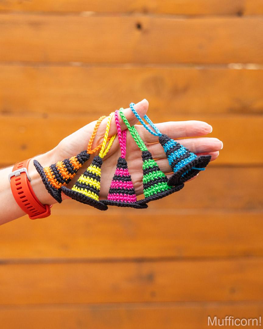 Stripy Witch Hat Keychains