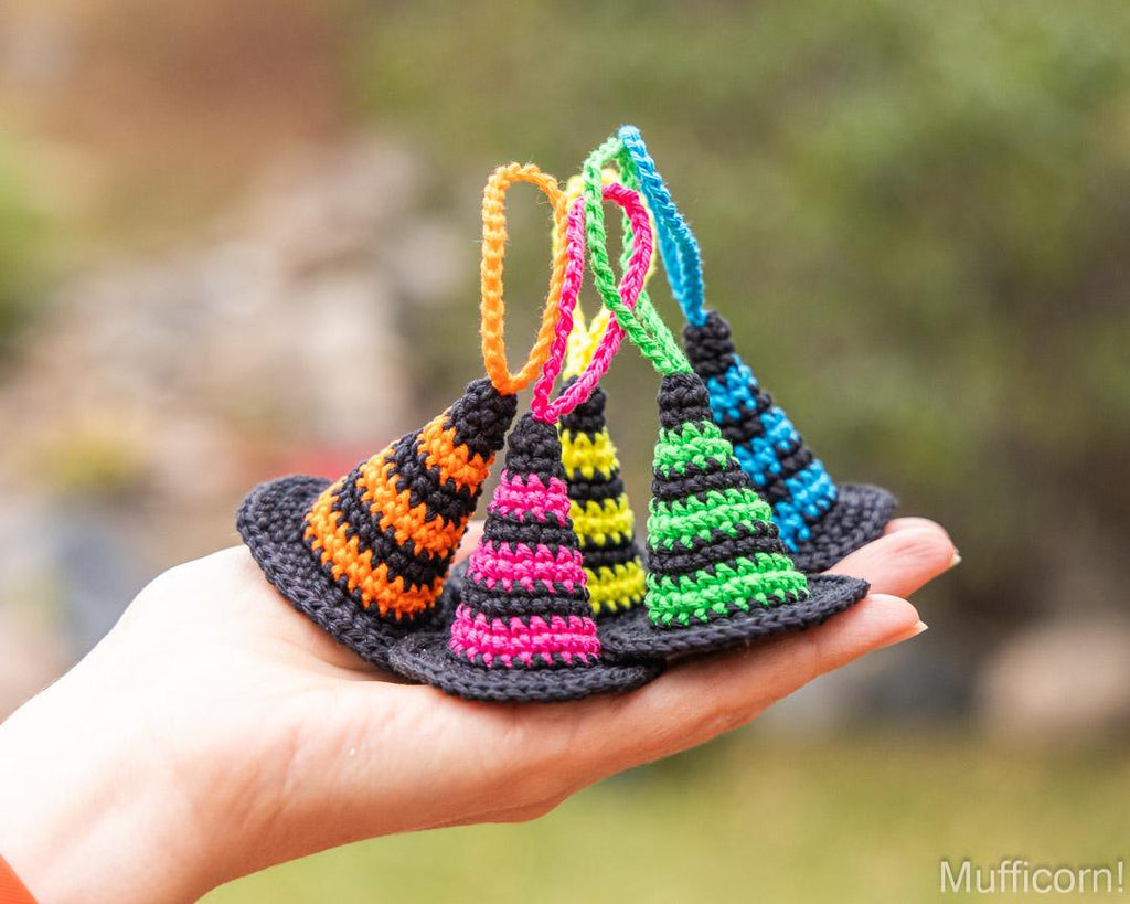 Stripy Witch Hat Keychains