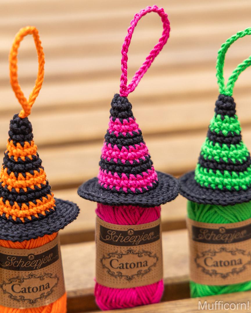 Stripy Witch Hat Keychains