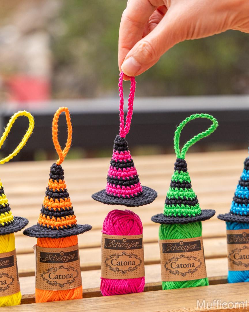 Stripy Witch Hat Keychains