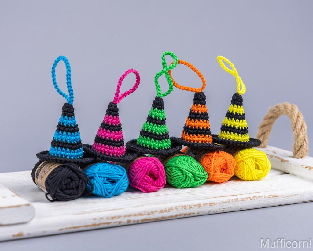 Stripy Witch Hat Keychains
