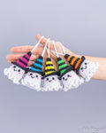 Halloween Ghost Keychains in Stripy Hats