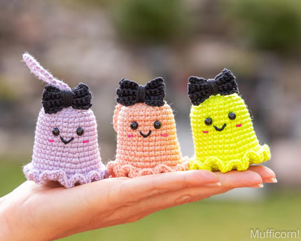 Ghost keychains with a bow