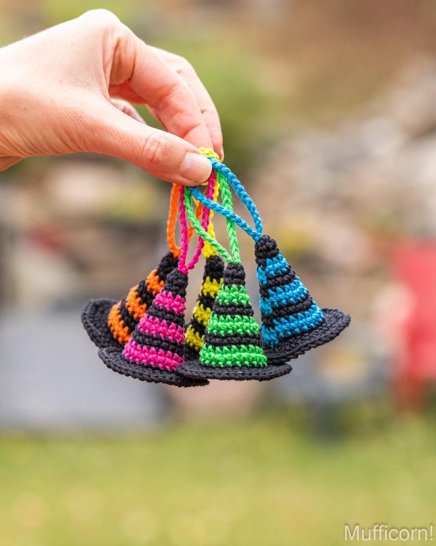 Stripy Witch Hat Keychains