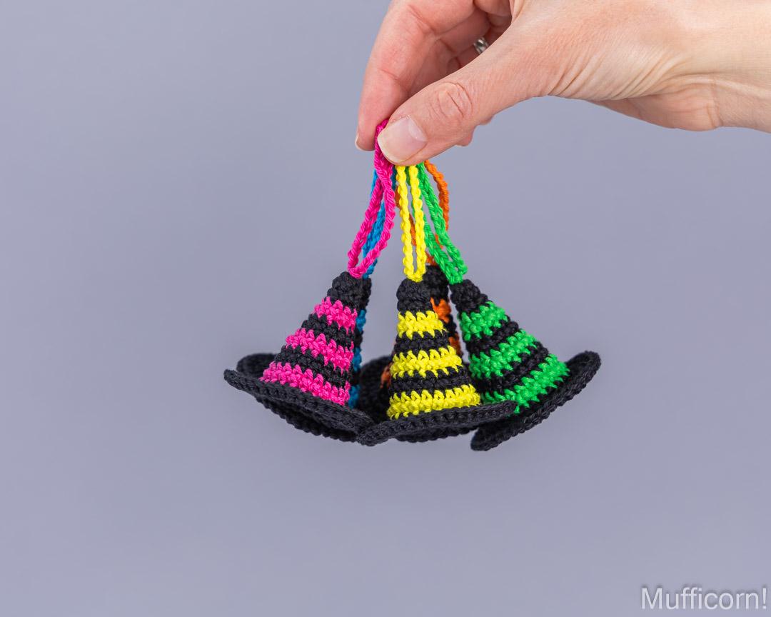 Stripy Witch Hat Keychains