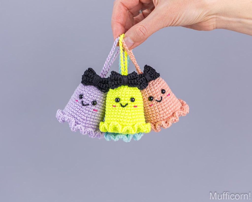 Ghost keychains with a bow