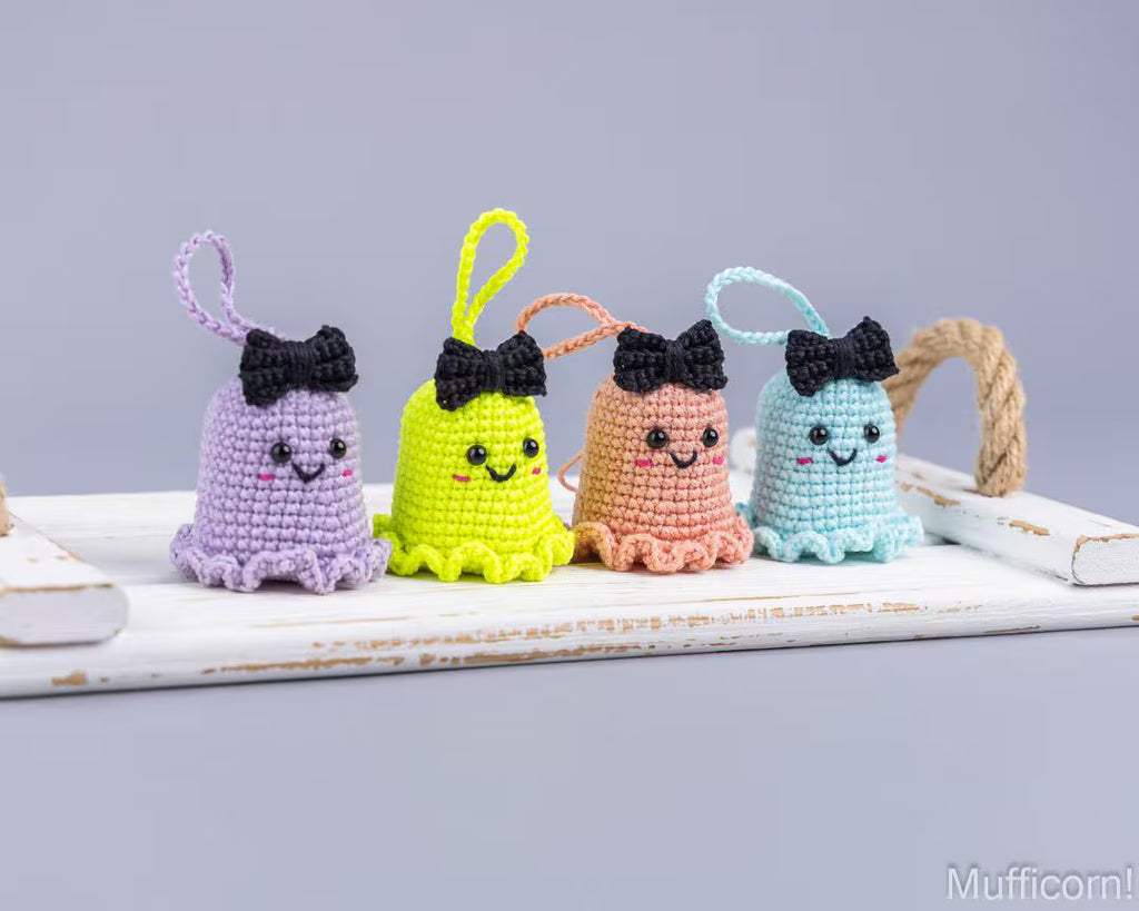 Ghost keychains with a bow