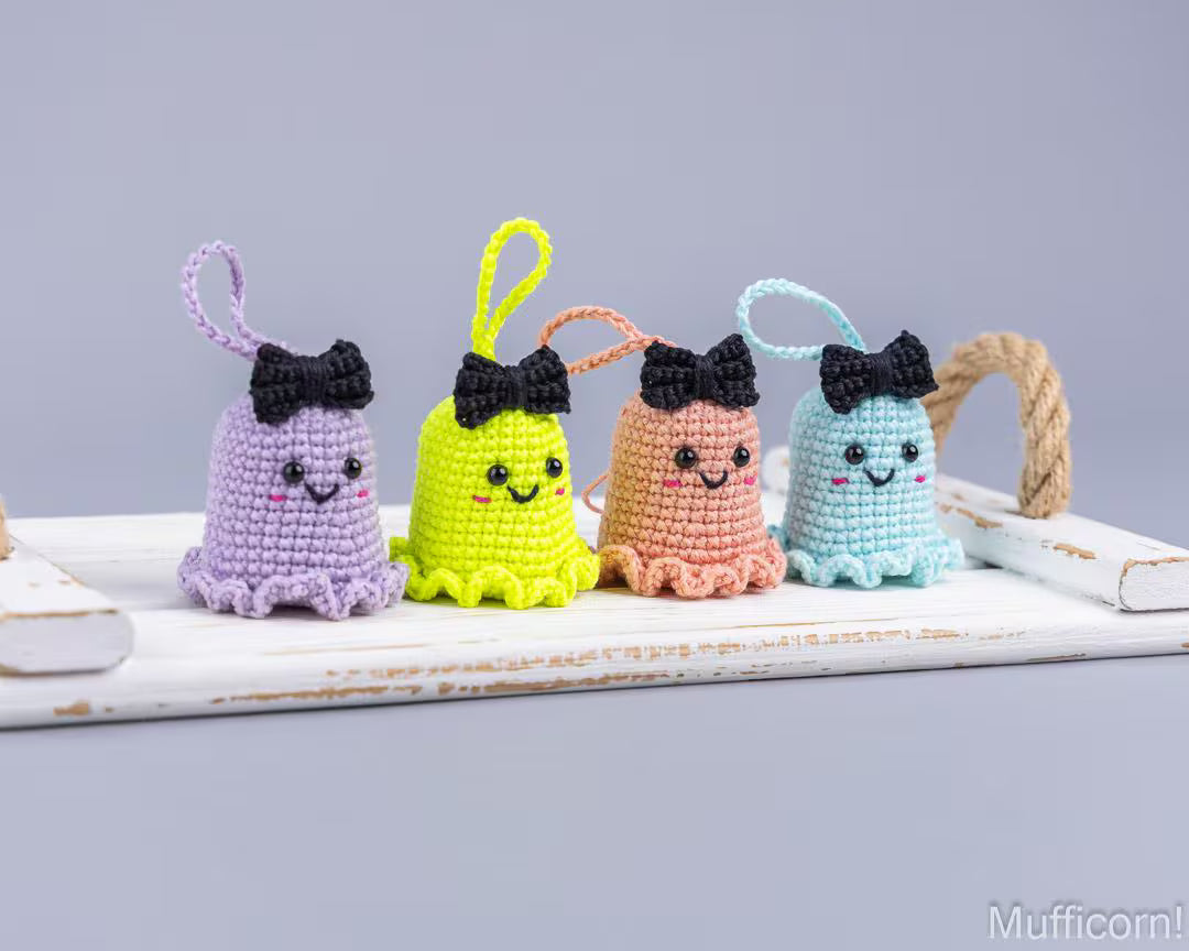 Ghost keychains with a bow