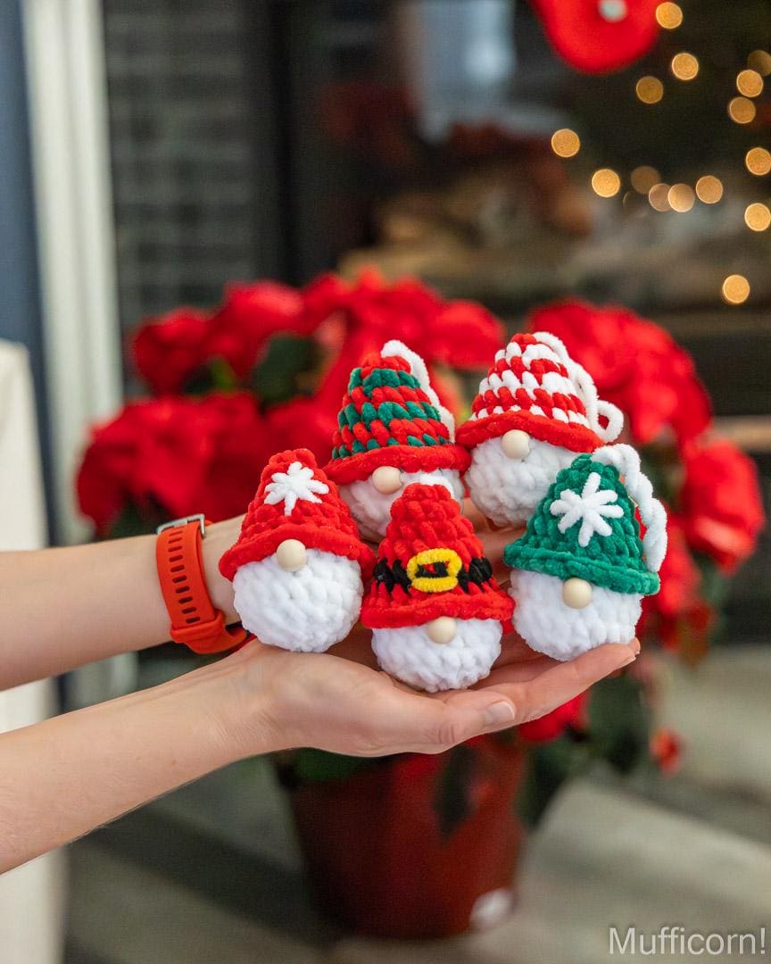 Plush Christmas gnome ornaments