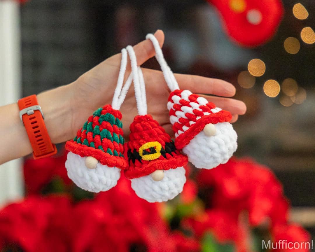 Plush Christmas gnome ornaments
