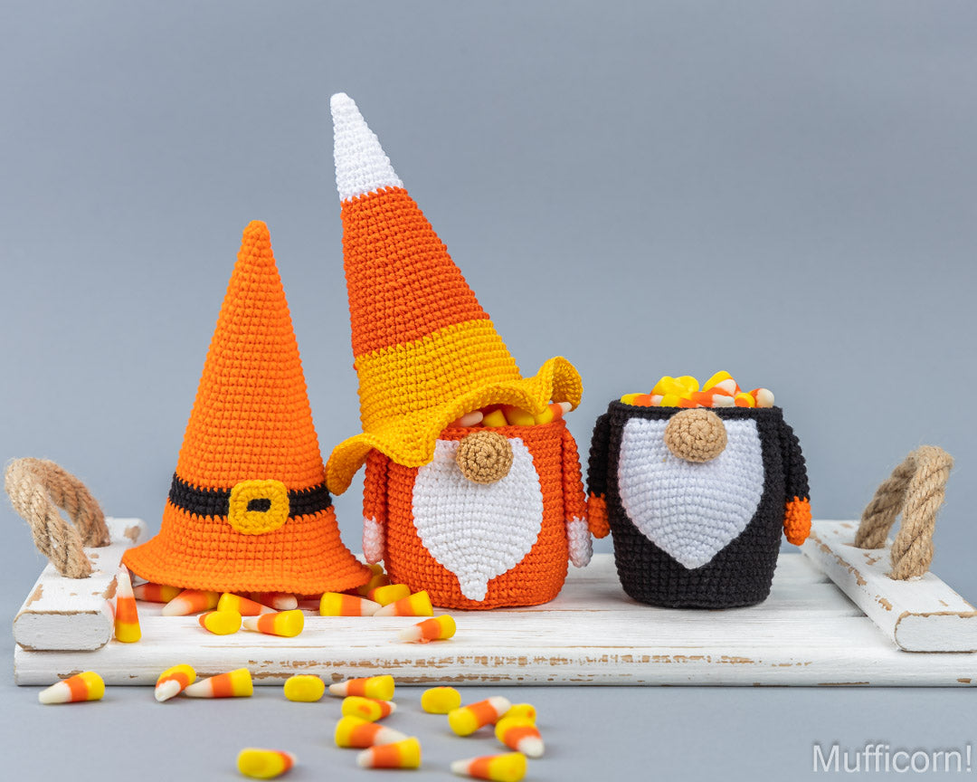 Crochet patterns bundle: Halloween Gnomes Candy Keepers and Bat Gnome