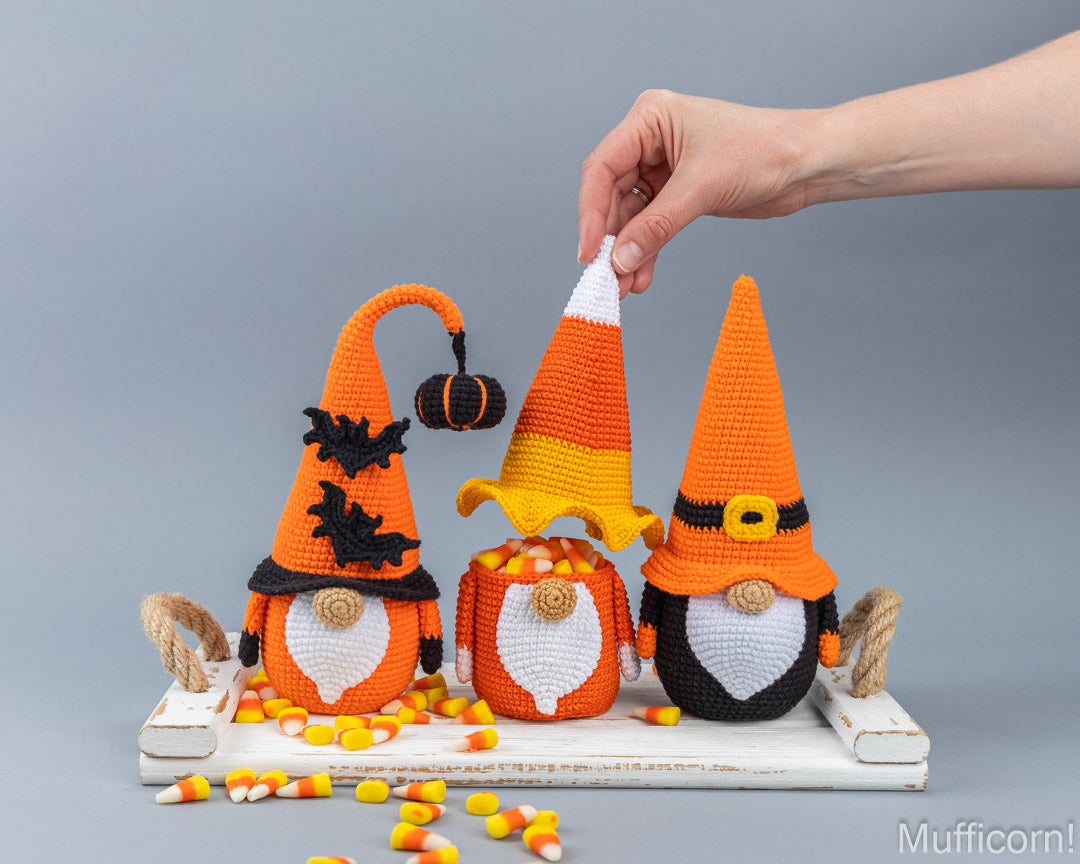 Crochet patterns bundle: Halloween Gnomes Candy Keepers and Bat Gnome