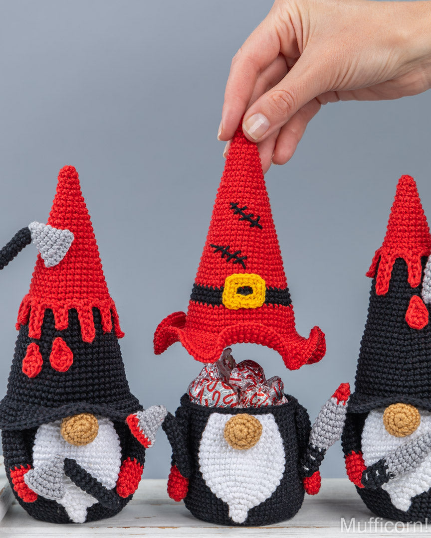 Halloween Crochet Patterns Bundle: Gnome Candy Keeper and Happoween gnomes