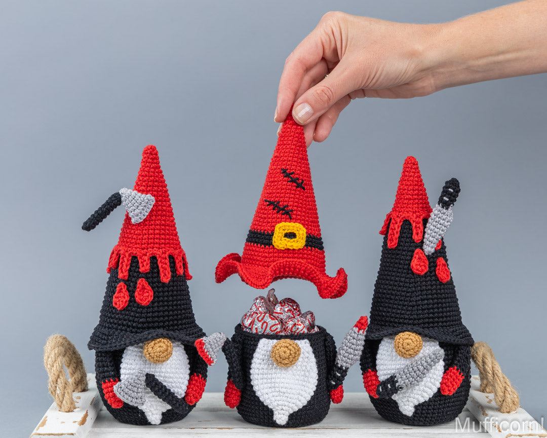 Halloween Crochet Patterns Bundle: Gnome Candy Keeper and Happoween gnomes
