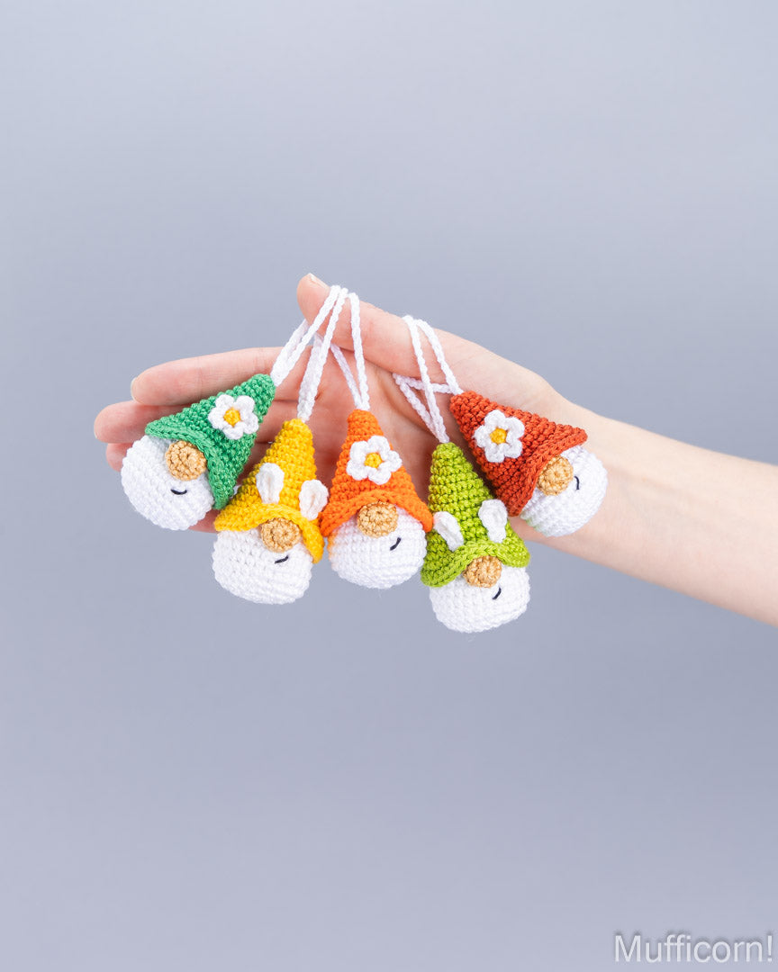 Small Bunny Gnome Keychain with Flower