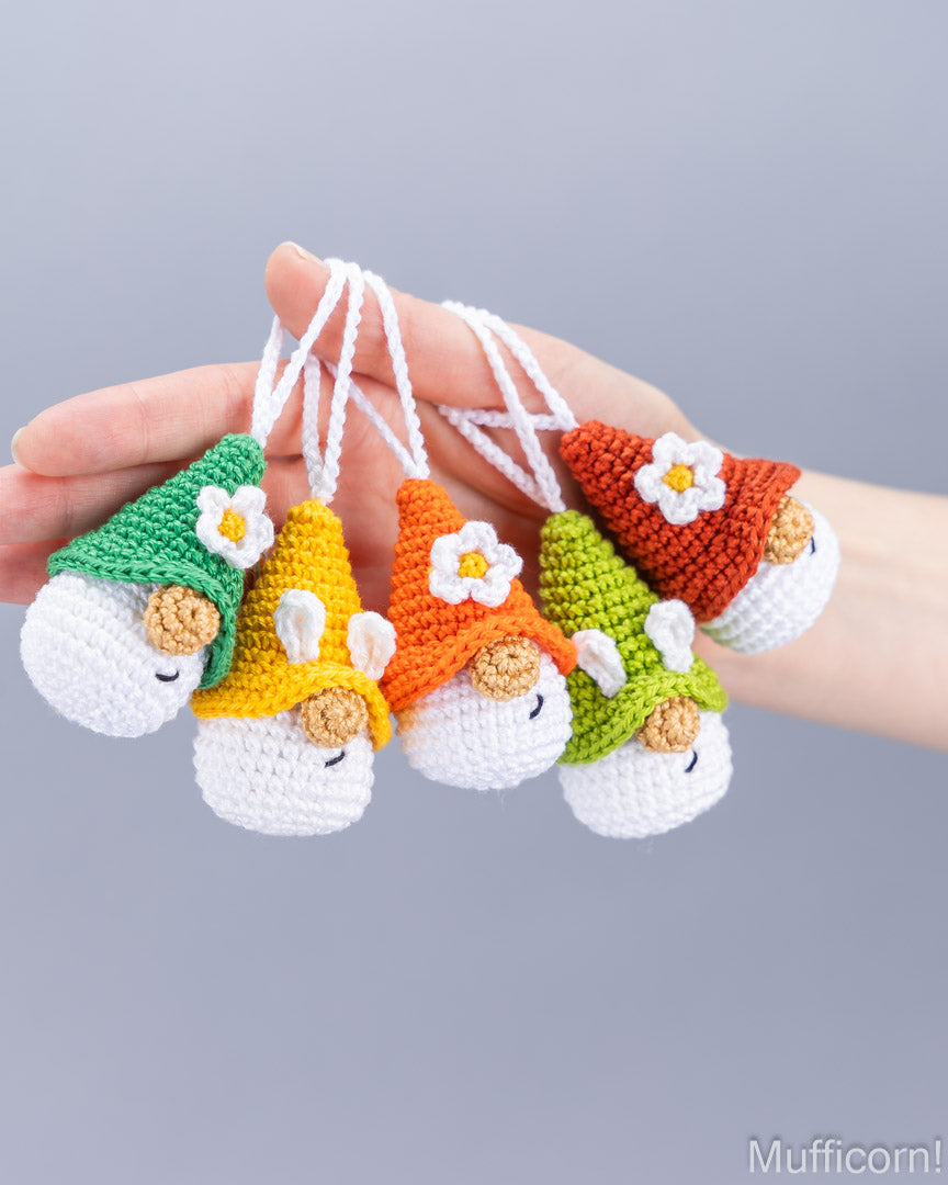 Small Bunny Gnome Keychain with Flower