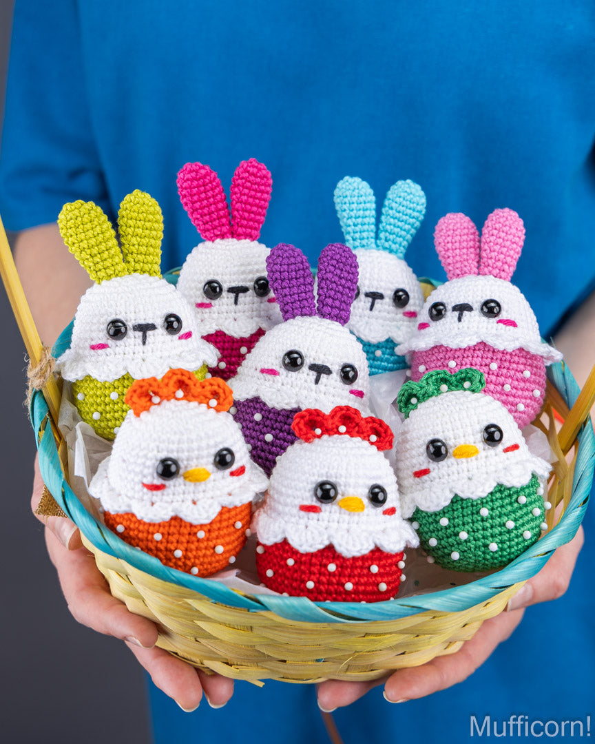 Crochet patterns bundle: Easter Bunny & Chicken
