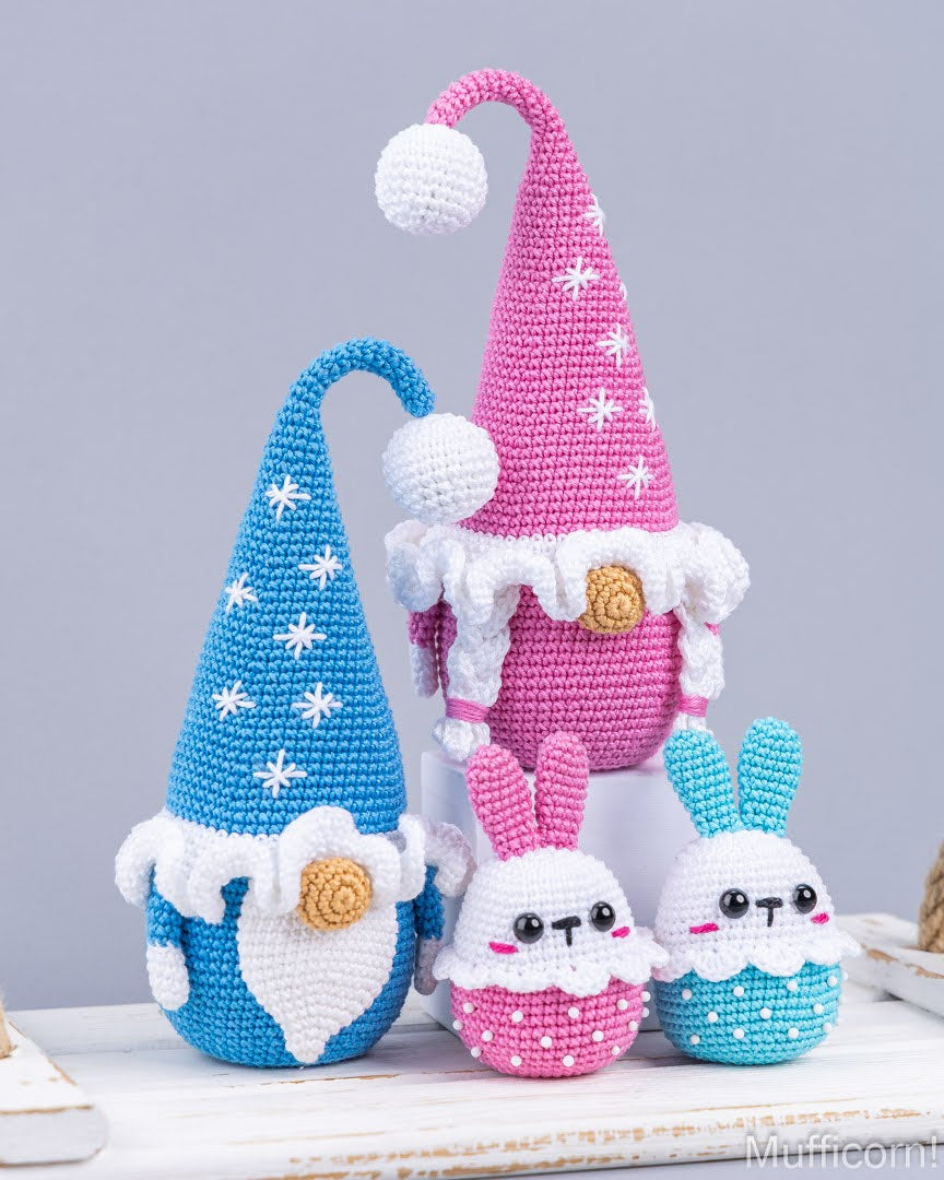 Snowflake Gnome Couple & Bunny Ornament Bundle