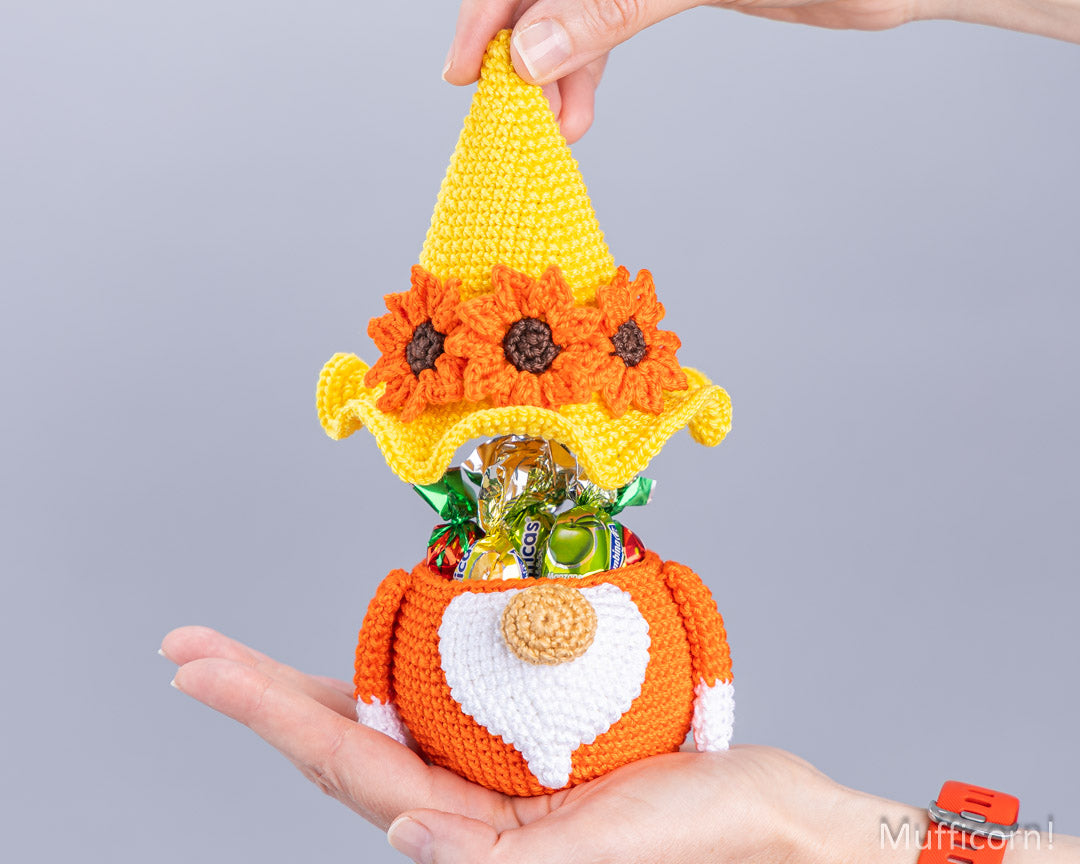 Sunflower gnome candy keeper