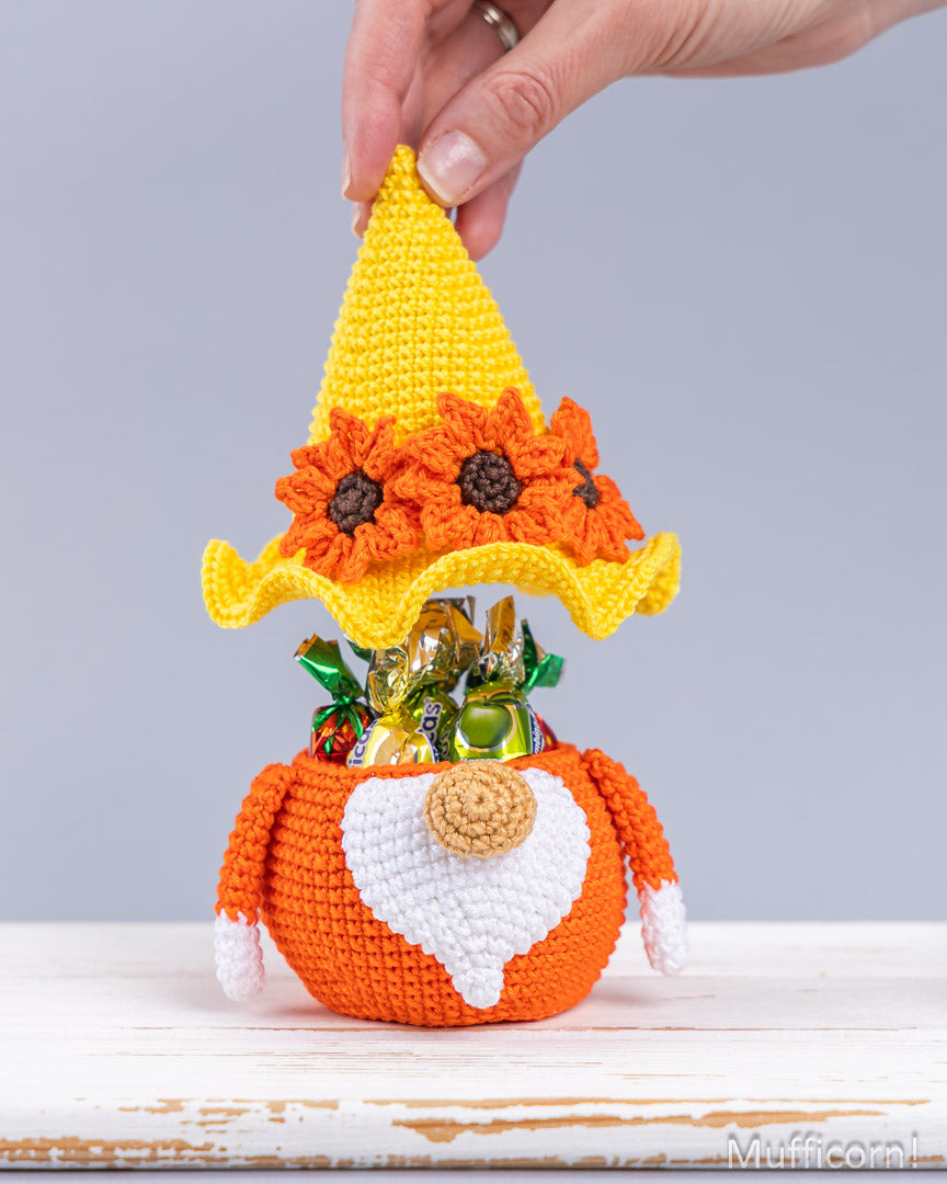 Sunflower gnome candy keeper