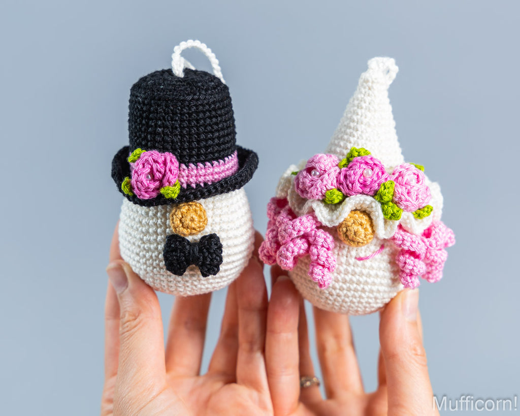 Crochet patterns bundle: Wedding Gnomes keychains