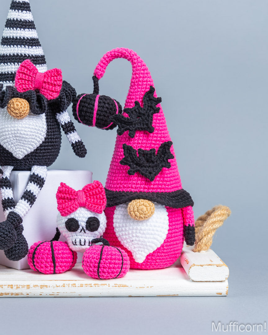 Crochet gnome with bats amigurumi Halloween pattern