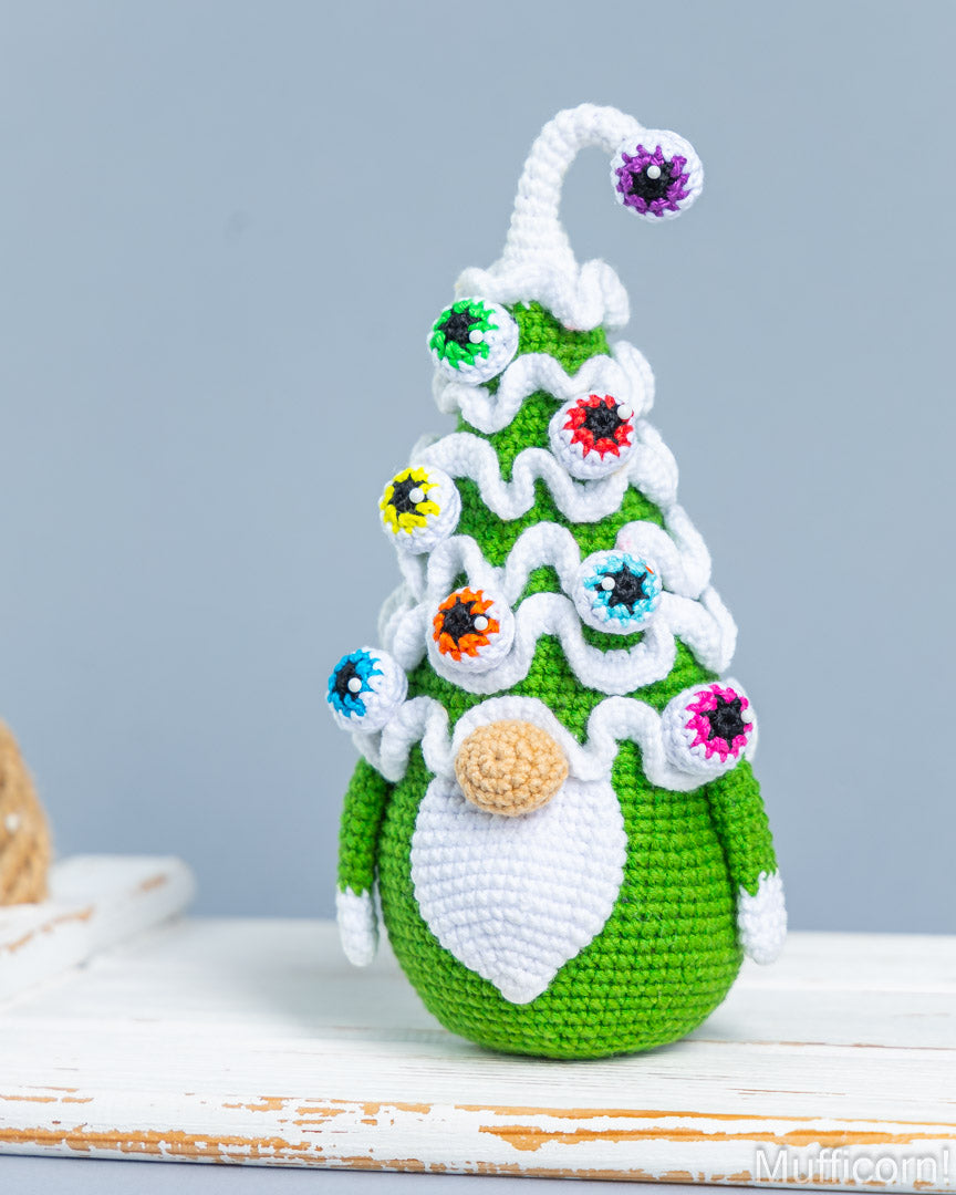 Spooky Christmas Tree Gnome with Eyeball Ornaments