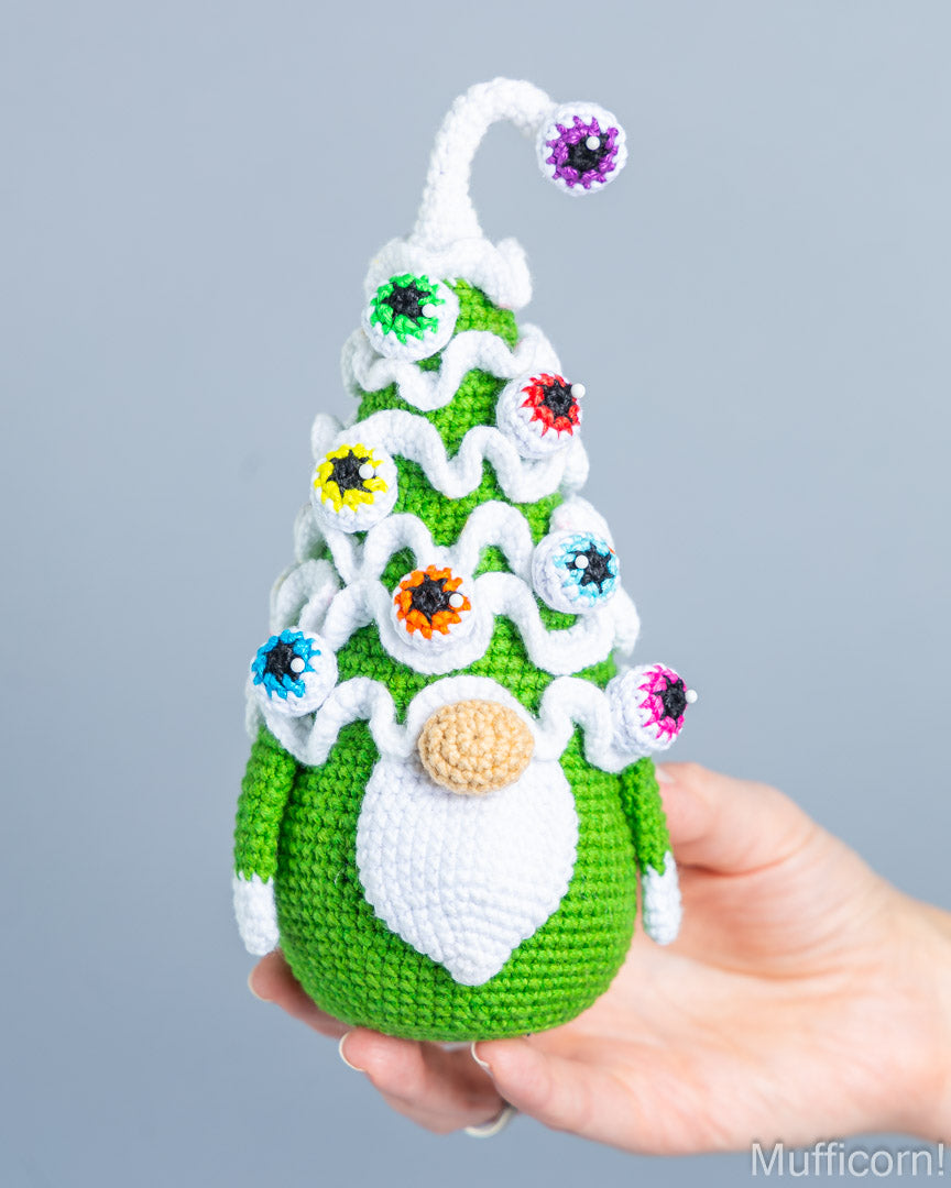 Spooky Christmas Tree Gnome with Eyeball Ornaments