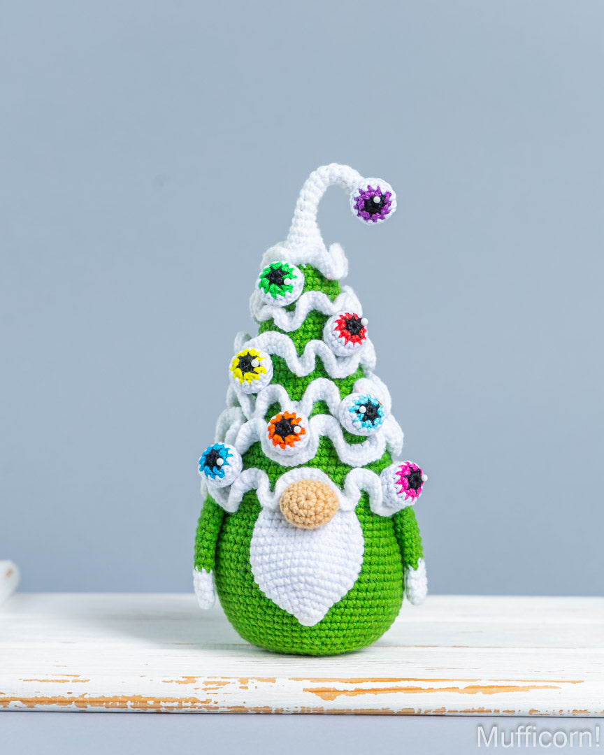 Spooky Christmas Tree Gnome with Eyeball Ornaments