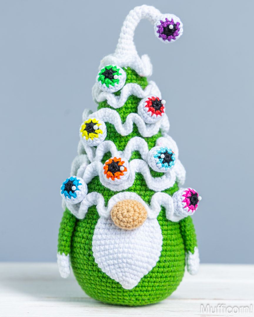 Spooky Christmas Tree Gnome with Eyeball Ornaments